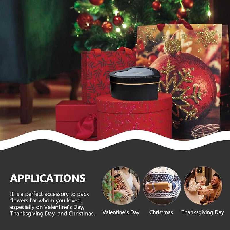 Black Heart Shaped Flower Arrangement Box With Lid 2Pcs Set For Valentine Wedding Birthday - Image 4